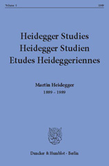 eBook, Heidegger Studies - Heidegger Studien - Etudes Heideggeriennes. : Martin Heidegger 1889-1989 : Commemorative Issue., Duncker & Humblot