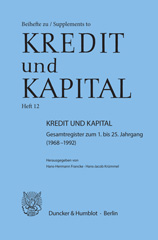 eBook, Kredit und Kapital. : Gesamtregister zum 1. bis 25. Jahrgang (1968-1992)., Duncker & Humblot