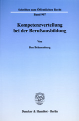 E-book, Kompetenzverteilung bei der Berufsausbildung., Behmenburg, Ben., Duncker & Humblot