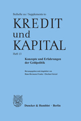 E-book, Konzepte und Erfahrungen der Geldpolitik., Duncker & Humblot