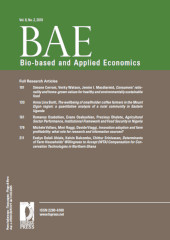 Issue, Bio-based and Applied Economics : 8, 2, 2019, Firenze University Press