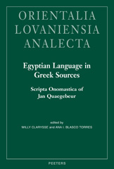 E-book, Egyptian Language in Greek Sources : Scripta Onomastica of Jan Quaegebeur, Peeters Publishers