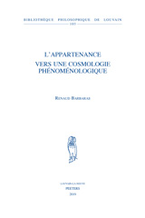 E-book, L'appartenance. Vers une cosmologie phenomenologique, Barbaras, R., Peeters Publishers