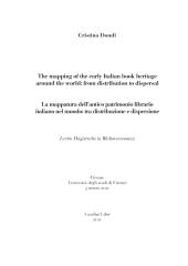 Chapter, The mapping of the early Italian book heritage around the world, from distribution  to dispersal : lectio magistralis in Library science, Casalini libri