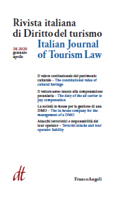 Fascicolo, Rivista italiana di diritto del turismo : 28, 1, 2020, Franco Angeli