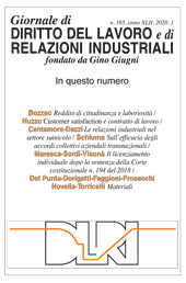 Issue, Giornale di diritto del lavoro e di relazioni industriali : 165, 1, 2020, Franco Angeli