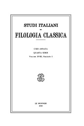 Issue, Studi italiani di filologia classica : 1, 2020, Le Monnier