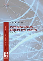 E-book, Micro turbo expander design for small scale ORC : Tesla turbine, Firenze University Press