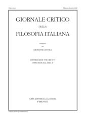 Fascicolo, Giornale critico della filosofia italiana : XCIX, 2, 2020, Le Lettere