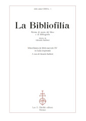 Fascicolo, La bibliofilia : rivista di storia del libro e di bibliografia : CXXII, 1, 2020, L.S. Olschki