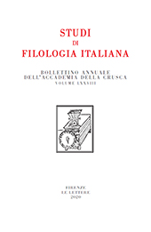 Fascículo, Studi di filologia italiana : LXXVIII, 2020, Le Lettere