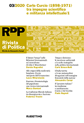 Article, Curcio collaboratore della «Rivista Internazionale di Filosofa del Diritto» di Giorgio Del Vecchio, Rubbettino
