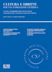 Issue, Cultura e diritti : per una formazione giuridica : IX, 3, 2020, Pisa University Press