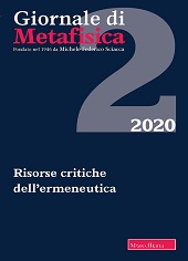Issue, Giornale di metafisica : XLII, 2, 2020, Morcelliana