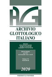 Fascicolo, Archivio glottologico italiano : CV, 2, 2020, Le Monnier