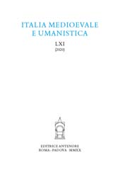 Fascicule, Italia medioevale e umanistica : LXI, 2020, Antenore