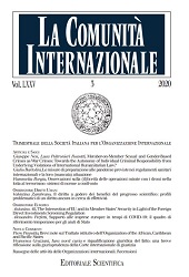 Heft, La comunità internazionale : rivista trimestrale della Società Italiana per l'Organizzazione Internazionale : LXXV, 3, 2020, Editoriale scientifica