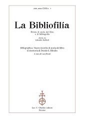 Fascicolo, La bibliofilia : rivista di storia del libro e di bibliografia : CXXII, 3, 2020, L.S. Olschki
