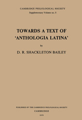 E-book, Towards a Text of 'Anthologia Latina', Casemate