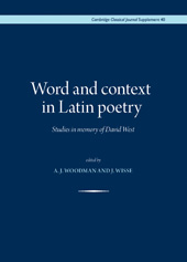 E-book, Word and context in Latin poetry : Studies in memory of David West, Casemate Group