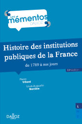 E-book, Histoire des institutions publiques de la France de 1789 à nos jours, Éditions Dalloz