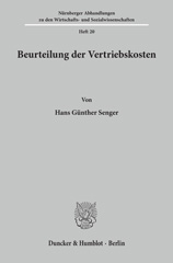 E-book, Beurteilung der Vertriebskosten., Senger, Hans Günther, Duncker & Humblot