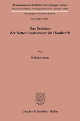 eBook, Das Problem der Nettoumsatzsteuer im Handwerk., Duncker & Humblot