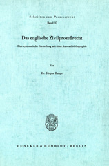 E-book, Das englische Zivilprozeßrecht. : Eine systematische Darstellung mit einer Auswahlbibliographie., Duncker & Humblot