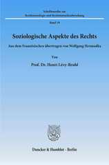eBook, Soziologische Aspekte des Rechts. : Aus dem Französischen übertragen von Wolfgang Hromadka., Lévy-Bruhl, Henri, Duncker & Humblot