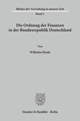 E-book, Die Ordnung der Finanzen in der Bundesrepublik Deutschland., Duncker & Humblot