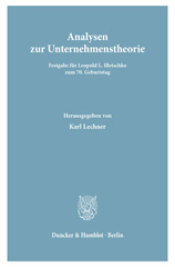 E-book, Analysen zur Unternehmenstheorie. : Festgabe für Leopold L. Illetschko zum 70. Geburtstag., Duncker & Humblot