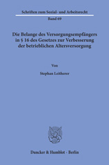 E-book, Die Belange des Versorgungsempfängers in 16 des Gesetzes zur Verbesserung der betrieblichen Altersversorgung., Duncker & Humblot
