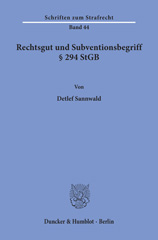 eBook, Rechtsgut und Subventionsbegriff 294 StGB., Duncker & Humblot