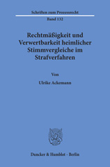 E-book, Rechtmäßigkeit und Verwertbarkeit heimlicher Stimmvergleiche im Strafverfahren., Duncker & Humblot