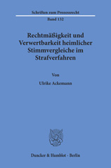 E-book, Rechtmäßigkeit und Verwertbarkeit heimlicher Stimmvergleiche im Strafverfahren., Duncker & Humblot