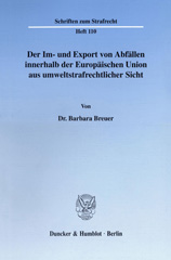 E-book, Der Im- und Export von Abfällen innerhalb der Europäischen Union aus umweltstrafrechtlicher Sicht., Duncker & Humblot