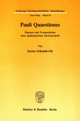 E-book, Pauli Quaestiones. : Eigenart und Textgeschichte einer spätklassischen Juristenschrift., Duncker & Humblot