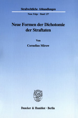 eBook, Neue Formen der Dichotomie der Straftaten., Duncker & Humblot