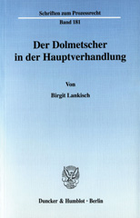 E-book, Der Dolmetscher in der Hauptverhandlung., Duncker & Humblot
