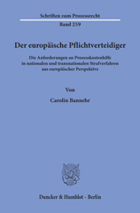 E-book, Der europäische Pflichtverteidiger. : Die Anforderungen an Prozesskostenhilfe in nationalen und transnationalen Strafverfahren aus europäischer Perspektive., Duncker & Humblot