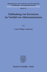 E-book, Einbindung von Investoren im Vorfeld von Aktienemissionen., Landschein, Carlos Philipp, Duncker & Humblot