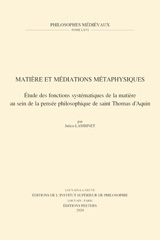 E-book, Matiere et mediations metaphysiques : Etude des fonctions systematiques de la matiere au sein de la pensee philosophique de Saint Thomas d'Aquin, Peeters Publishers
