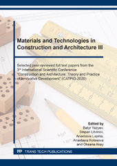 E-book, Materials and Technologies in Construction and Architecture III, Trans Tech Publications Ltd