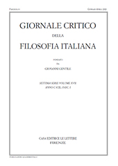 Issue, Giornale critico della filosofia italiana : C, 1, 2021, Le Lettere