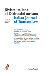 Fascicolo, Rivista italiana di diritto del turismo : 32, 1, 2021, Franco Angeli