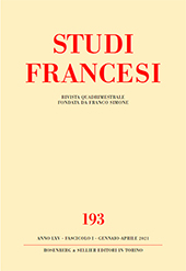 Fascicolo, Studi francesi : 193, 1, 2021, Rosenberg & Sellier