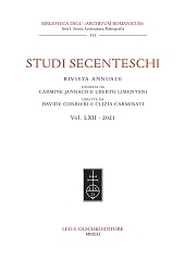 Issue, Studi Secenteschi : LXII, 2021, L.S. Olschki