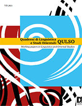 Fascicule, Quaderni di Linguistica e Studi Orientali = Working Papers in Linguistics and Oriental Studies : 7, 2021, Firenze University Press