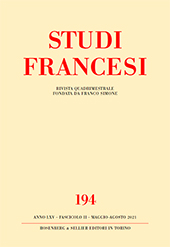 Fascículo, Studi francesi : 194, 2, 2021, Rosenberg & Sellier