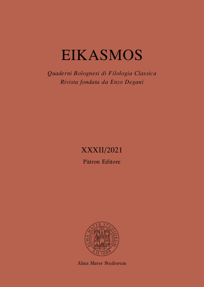 Fascículo, Eikasmos : quaderni bolognesi di filologia classica : XXXII, 2021, Patron
